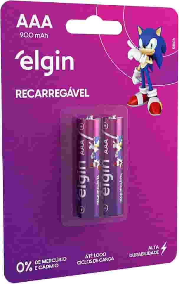 Pilha Recarregável Ni-MH AAA-900mAh blister com 2 pilhas, Elgin, Baterias, 82168