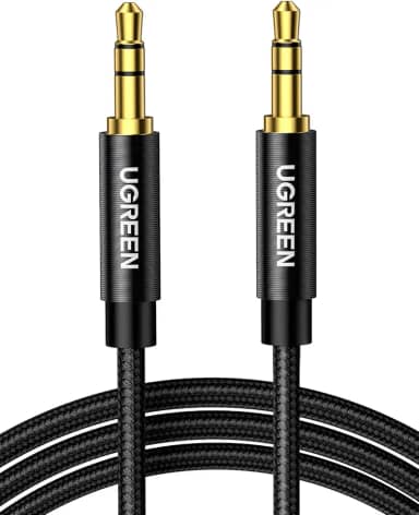 UGREEN Cabo de áudio auxiliar estéreo de 3,5 mm, cabo trançado macho para macho banhado a ouro para carro, estéreo doméstico, fone de ouvido, alto-falante, MP3, compatível com Beats,
