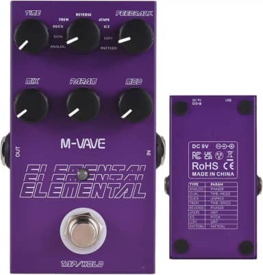 KINGSTER M-VAVE VEDO Pedal de Delay Digital Elemental: 9 Efeitos de Atraso, Modos TAP/HOLD, Alimentação USB/DC 9V, Design em Ferro Roxo Resistente - Perfeito para Guitarra, Baixo