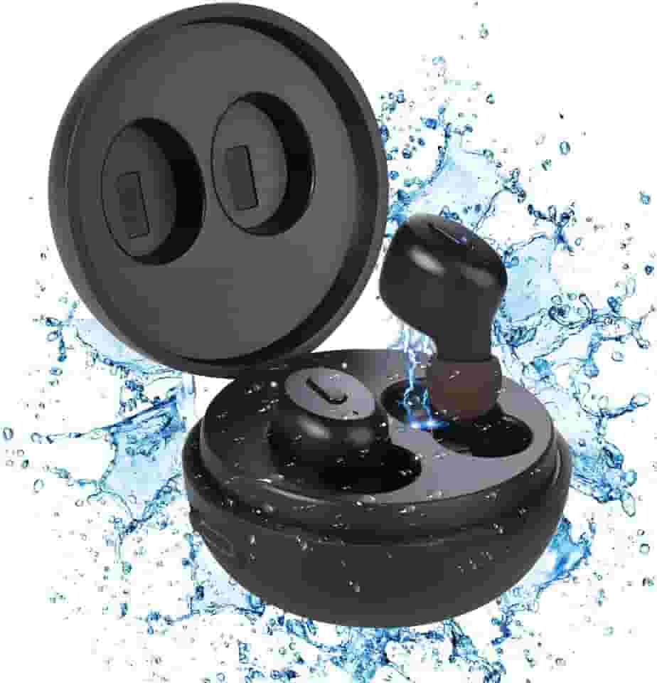 Fones de ouvido de natação IP68 à prova d'água – Fones de ouvido esportivos sem fio Bluetooth 5.0 microfone embutido à prova de suor, ajuste estável com fones de ouvido com estojo