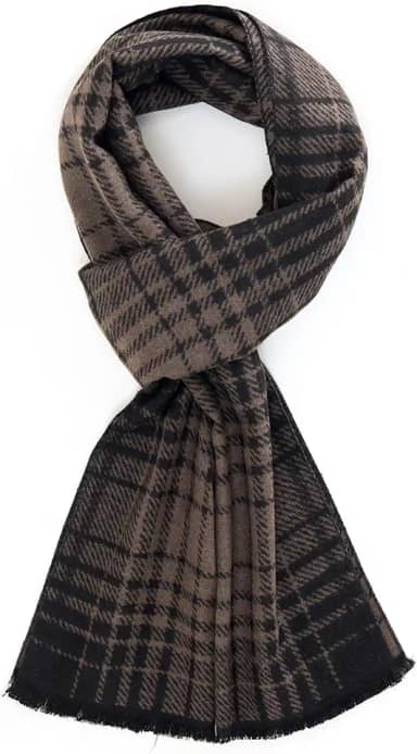 Cachecol masculino quente de inverno com sensação de caxemira premium, padrão xadrez longo luxuosamente macio