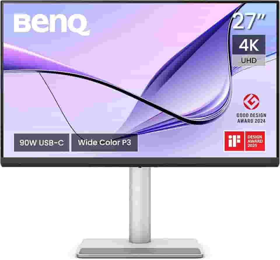 Monitor BenQ 27' MA270U 4K para Macbook® Pro/Air, 2 x USB-C, fonte 90W para carregar a bateria dos seus dispositivos