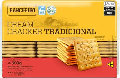 Biscoito Cream Cracker Rancheiro 300g – Duplamente Laminado, Vegano e Crocante
