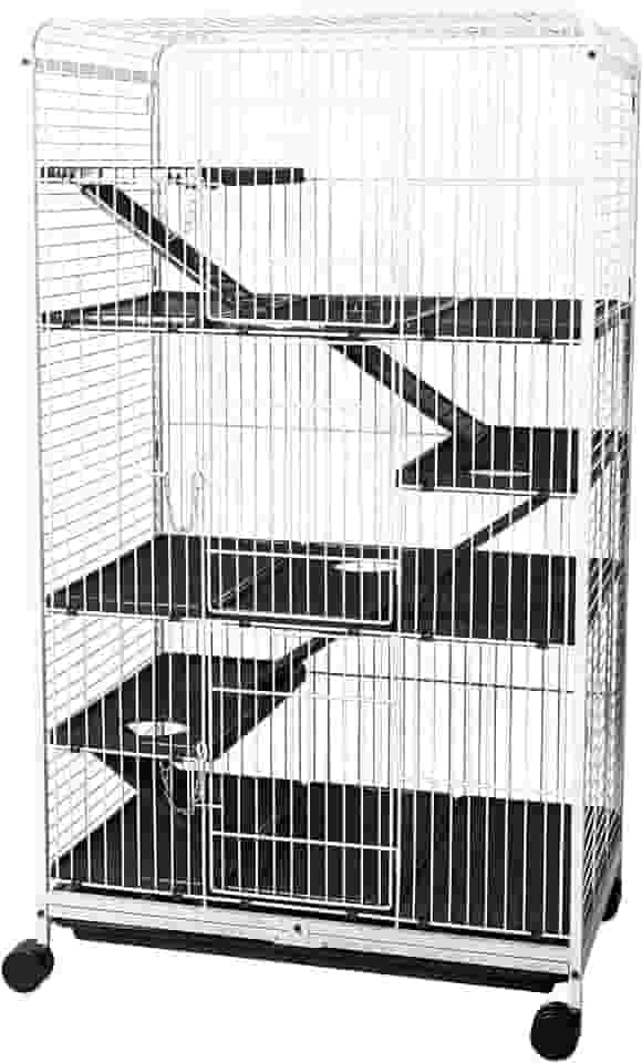 Viveiro Gaiola Roedor Furão Coelho Porquinho India Fauna Pet Jelplast (Branco/Preto)