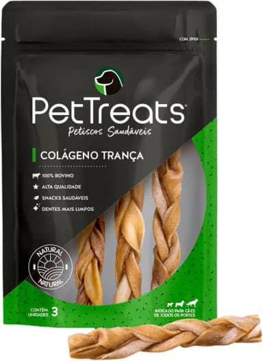 Petisco para Cachorro Natural 3un Colágeno Trança PetTreats