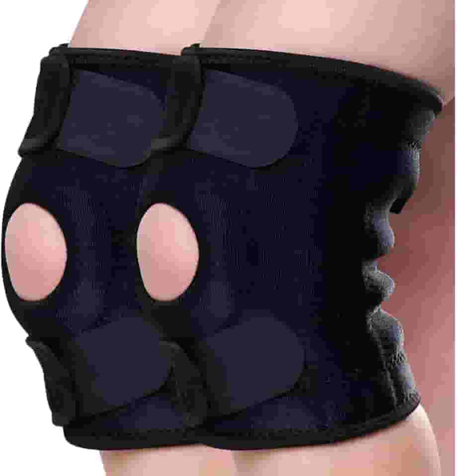 Kit 2 Joelheiras Par Compressão Ortopedica Articulada 3 Faixas Patelar Reforçada Dores na Perna