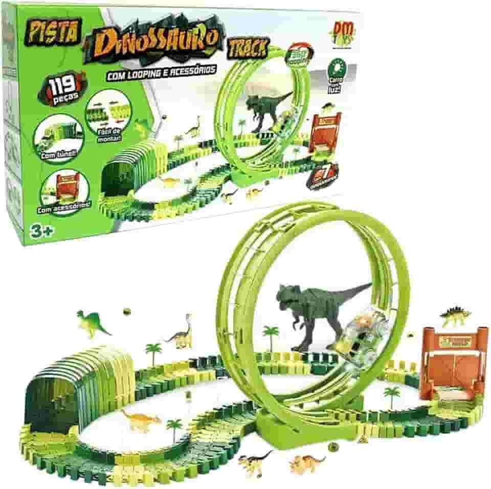 Pista Dinossauro Track com Looping e Acessórios 119 Peças + Carrinho, DM Toys, DMT6132