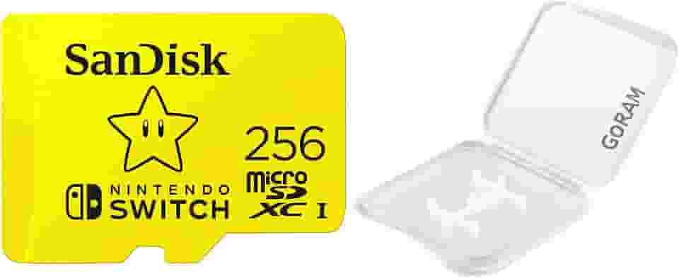 (1 pacote) SanDisk 256GB MicroSD Nintendo Switch Micro SDXC Cartão de memória para Switch & Switch Lite SDSQXAO-256G Pacote com (1) capa de plástico GoRAM