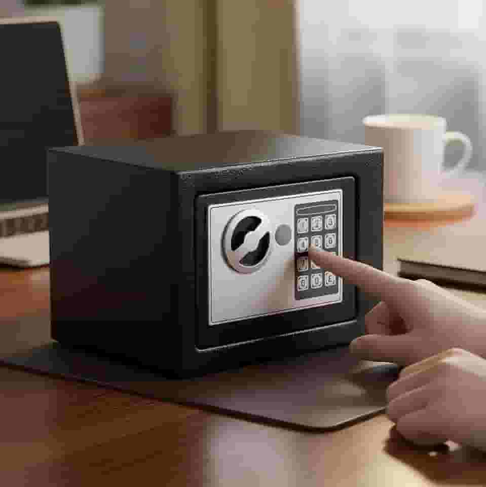 Cofre Eletrônico Teclado Digital + 2 Chaves Segurança Máxima (Preto)