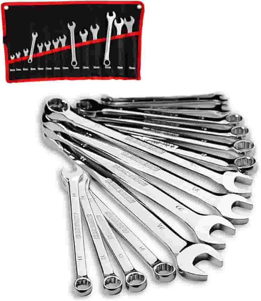 Jogo de Chave Combinada Profissional, Chaves Fixas e Estrela, Conjunto 8-24mm, 14 Peças, Ferramentas Automotivas e Manutenção (14 Peças)