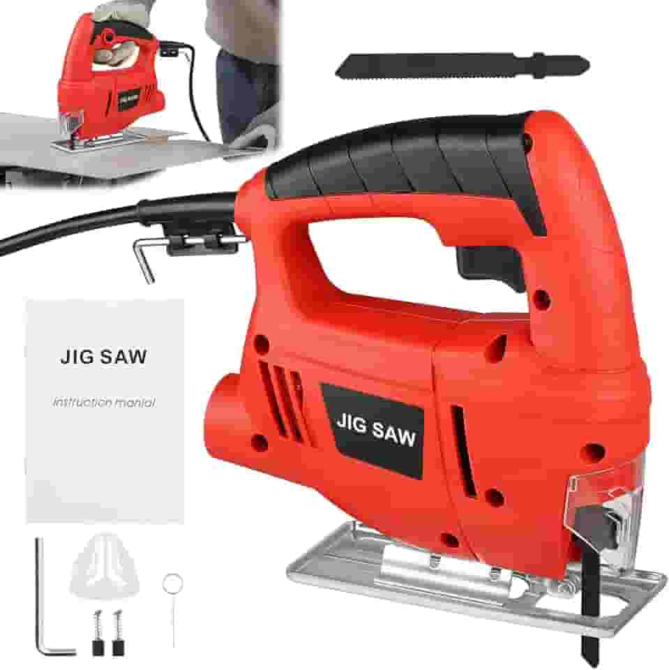 21 * 15 * 6.5 cm Serra Tico Tico para Cortes Curvos e Retos, 110 V Serra Tico Tico para Uso Profissional, 450 W Serra Tico com 1 Lâmina e Base Ajustável, Serra Elétrica de Recortes