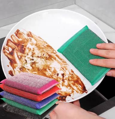 Esponja de aço para lavar louça, multiuso, resistente, para lavar louça, esponjas de cozinha de longa duração para superfícies duras (cor aleatória)