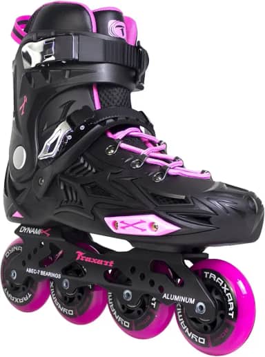 Patins Traxart Freestyle Dynamix Preto/Rose - Rodas 80mm ABEC-7 - Pink
