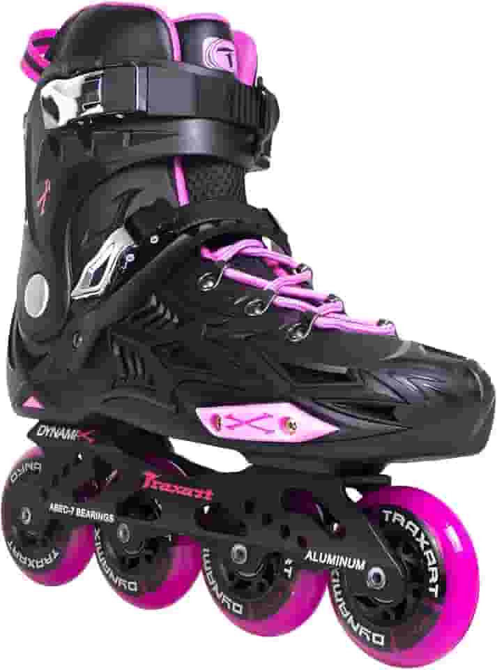 Patins Traxart Freestyle Dynamix Preto/Rose - Rodas 80mm ABEC-7 - Pink