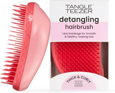 Tangle Teezer - Escova de cabelo desemabaraçadora The Original Thick & Curly para texturas grossas a crespas, úmido e seco. Cor: Rosa