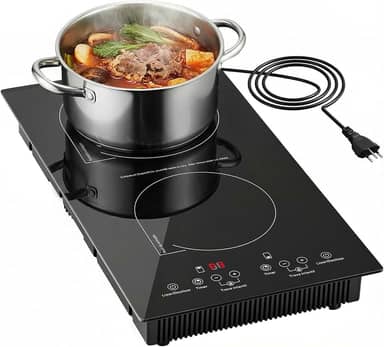 Cooktop de indução 2 Bocas portátil, 220V, 4000 W, Temporizador, trava para crianças,controlo tátil,Segurança Avançada,interruptor independente,Embutida ou de bancada,Vidro Temperado