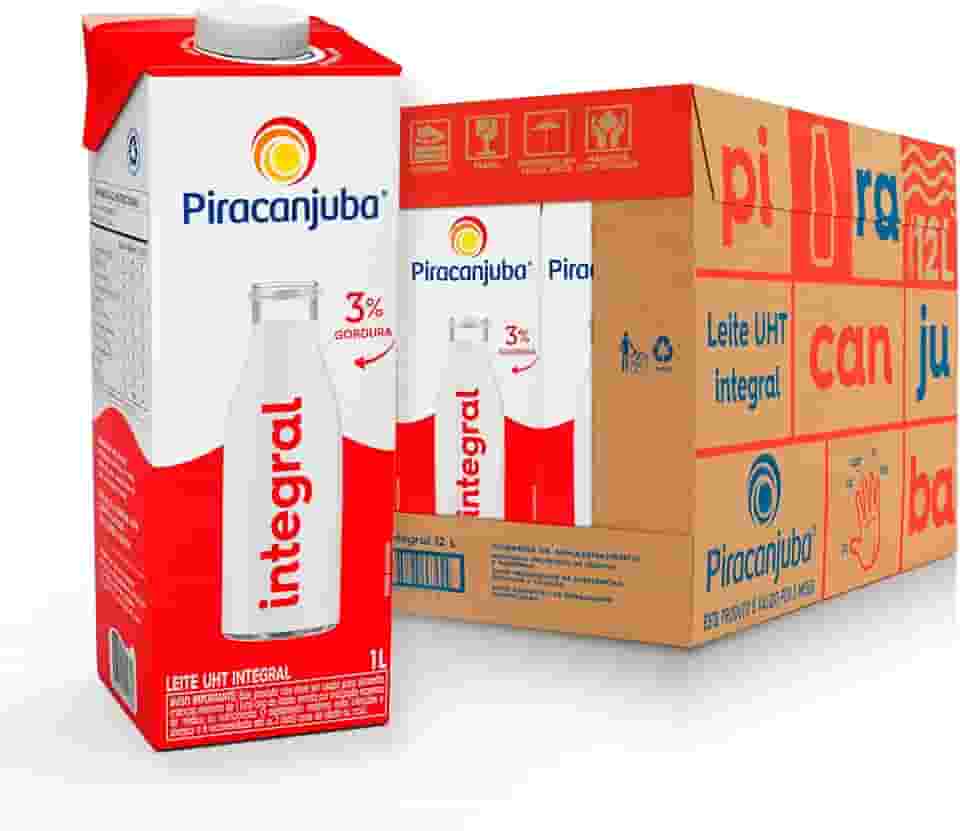 Pack de Leite Integral Piracanjuba 1L - 12 Unidades