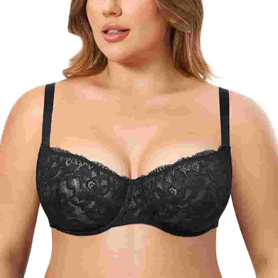Sutiã feminino balconette push up com aro sem forro sexy transparente plus size