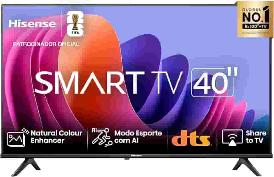 Hisense Smart TV FHD 40' Polegadas 40A4N com DTS Virtual X, Game e Sports Mode, Controle por Voz, Share to TV e Compatível com Alexa