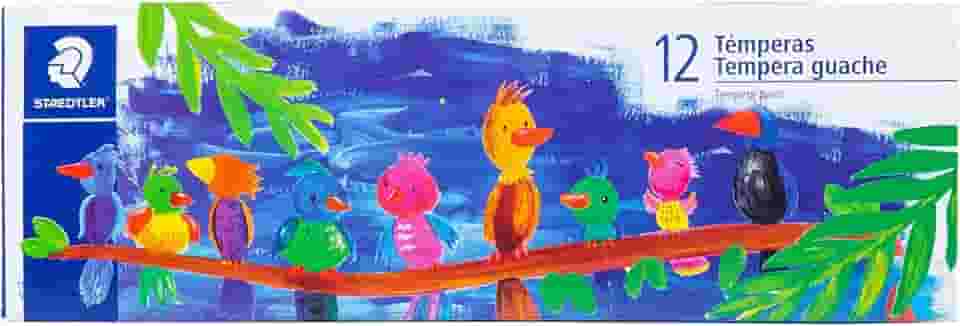 STAEDTLER Tinta Guache 12 Cores - 8859 C12 PE - À Base de Água, Fácil de Limpar, Cores Vivas com Alta Cobertura – Frascos de 20ml, Ideal para Escola e Artes