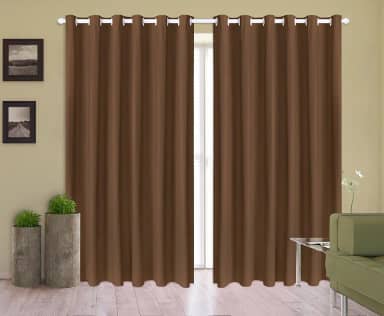 Cortina Corta Luz 2,00m X 1,80m 100% Blackout PVC Marrom Para Sala Ou Quarto Para Varão Simples