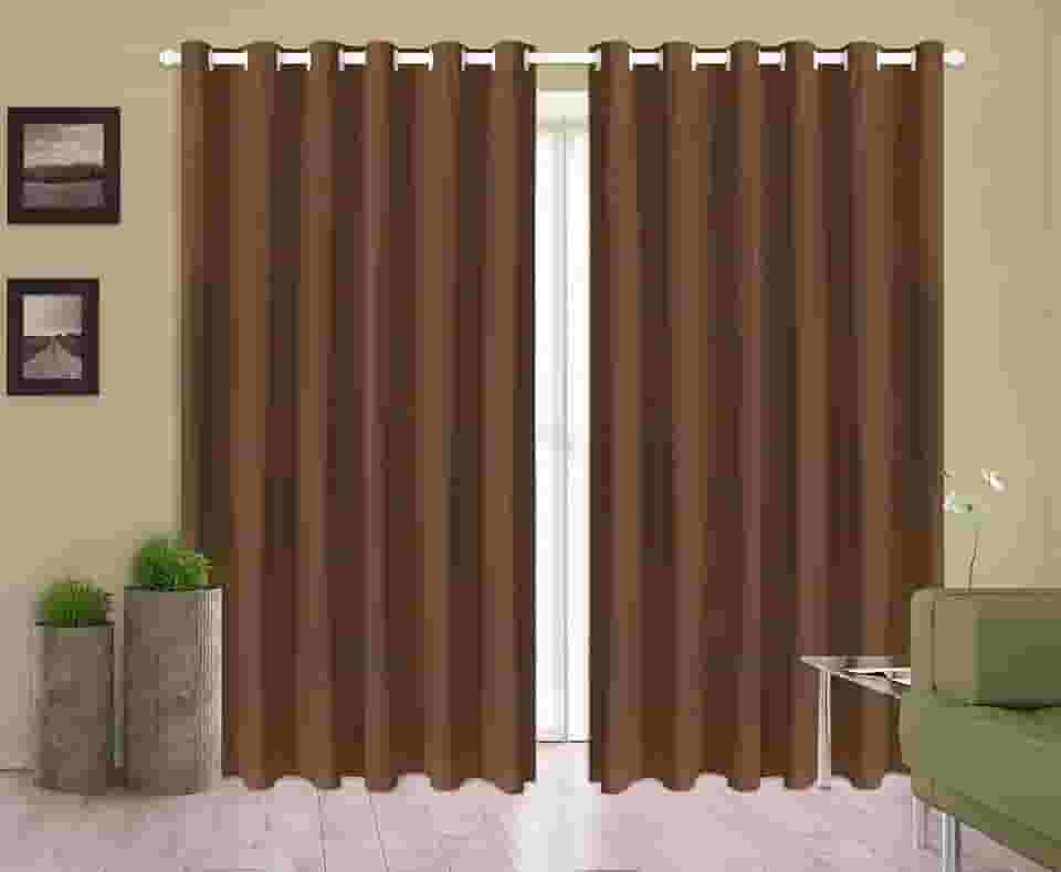 Cortina Corta Luz 2,00m X 1,80m 100% Blackout PVC Marrom Para Sala Ou Quarto Para Varão Simples