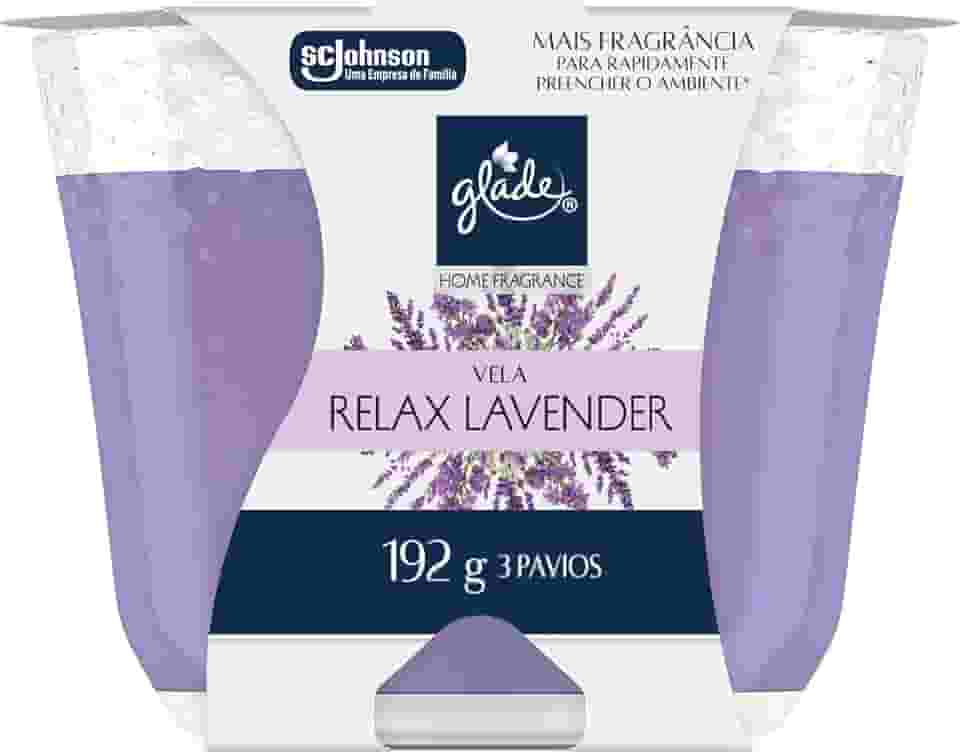 Glade Vela Aromatica, Odorizador de Ambiente, Relax Lavander, 192g e 3 Pavios