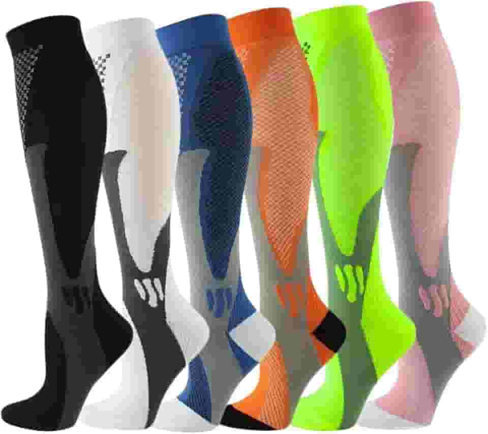 Meia De Compressão Esportiva Feminina Masculino Cano Alto Corrida Ciclismo