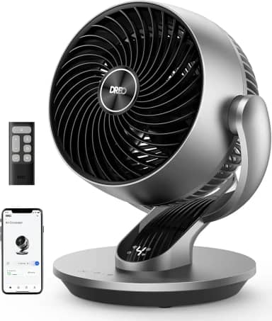 Dreo Ventilador circulador de ar inteligente para quarto, ventiladores silenciosos de 33.0 cm H, ventilador oscilante de 120° + 90° com controle remoto, potente 21,3 m, 4 velocidades, 5 modos,