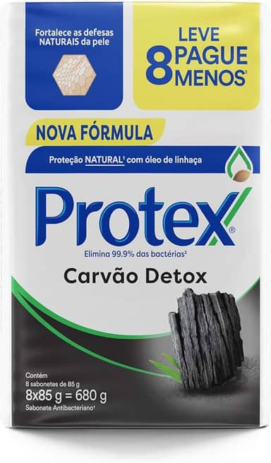 Sabonete em Barra Protex Carvão Detox 8 unid 85g