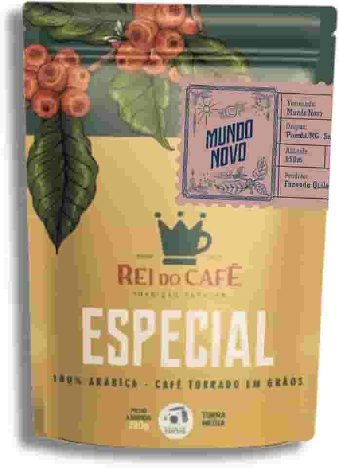 REI DO CAFÉ Café Especial Mundo Novo em Grãos 250g Serra da Canastra 100% Arábica Gourmet Torra Média Sabor Equilibrado