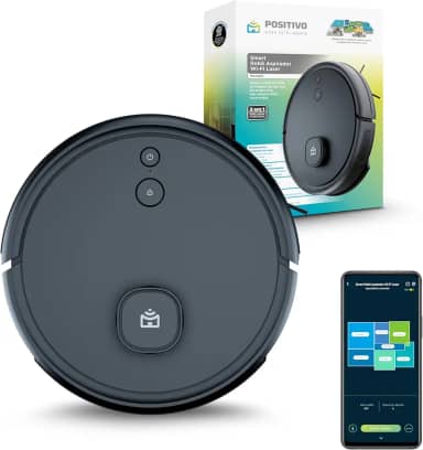Smart Robô Aspirador Wi-Fi Laser PRA800 Positivo Casa Inteligente, Mapeamento Inteligente, Varre, Aspira, Passa Pano, Retorna para Base, Bivolt e Controle por App, Alexa e Google Assistente