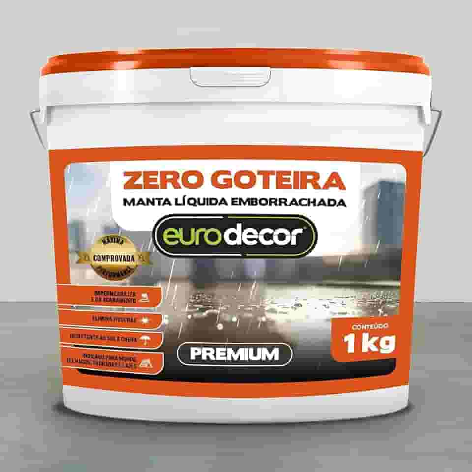 Manta Líquida Emborrachada Premium 1KG – Impermeabilizante Zero Goteira para Telhados, Lajes e Vazamentos – Eurodecor - BRANCO