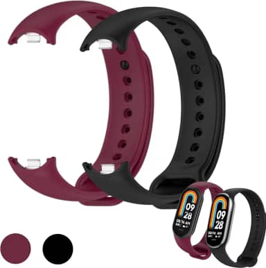 kIT 2 Pulseira para MI Band 8 Preto e Vinho Marsala Bracelete em Silicone TPU Regulavel Macia Confortavel e Regulagem para Vários Tamanhos
