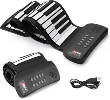 61 Teclas Roll Up Piano Teclado Piano Atualizado Portátil Recarregável Eletrônico Rolo De Mão Com Teclado De Piano De Silicone Ambiental Para Iniciantes (Preto)
