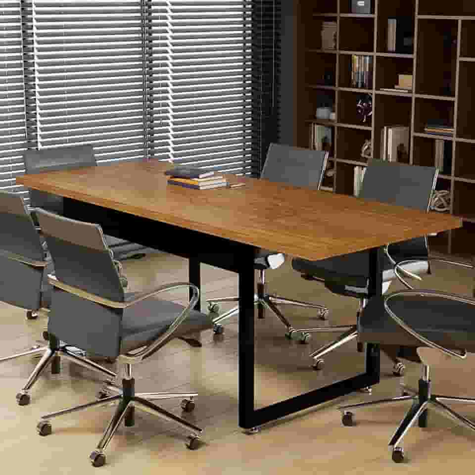 Mesa 160x80 com Base de Ferro Estilo Industrial e Robustez para Sua Sala de Jantar MDP (Nature)