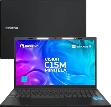 Notebook Positivo Vision C15M Intel Celeron N4500 Windows 11 Home 4GB RAM 128GB eMMC Tela 15" Full HD IPS Antirreflexo - Minitela e Tecla Copilot - Cinza