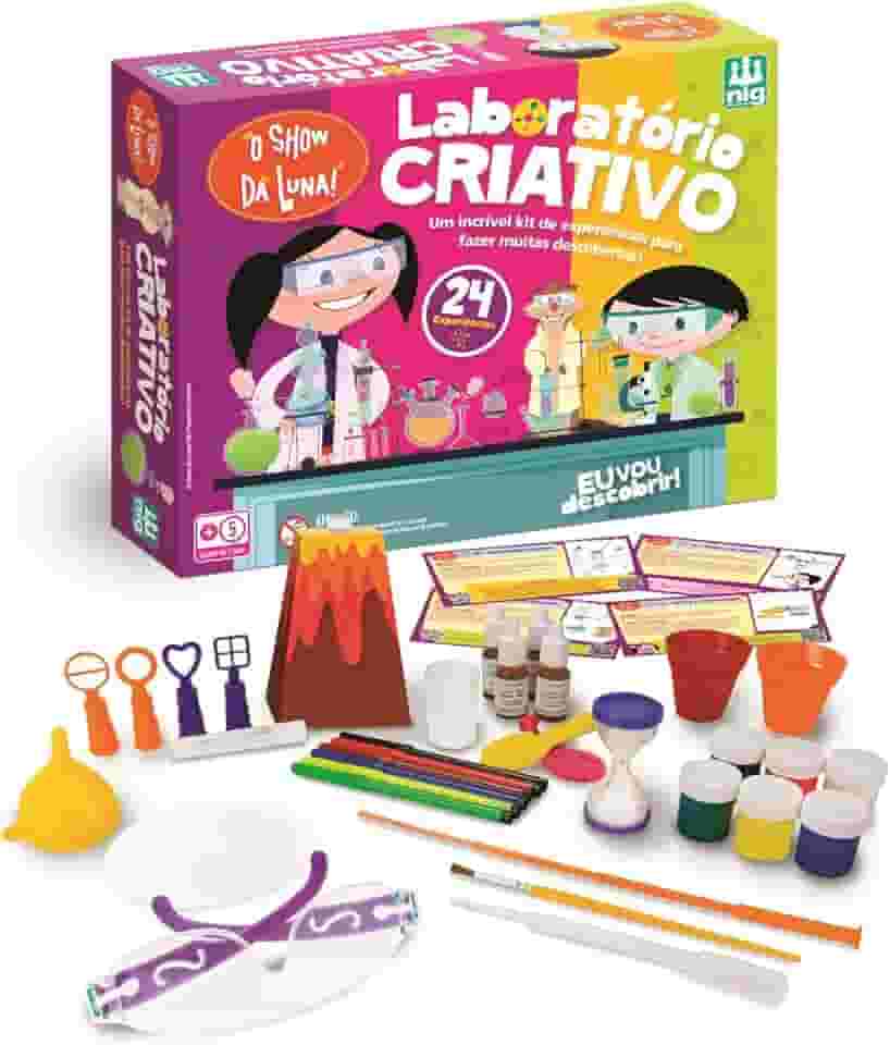 Laboratório Show da Luna Criativo Infantil Kit com 24 Experimentos Super Divertidos, Explorar a Ciência - Nig 0738