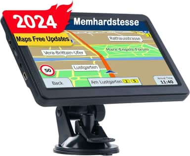 Navegador GPS de caminhão de 17 cm, mapa de 2024 com atualizações vitalícias gratuitas, assistência de faixa, avisos de limite de velocidade