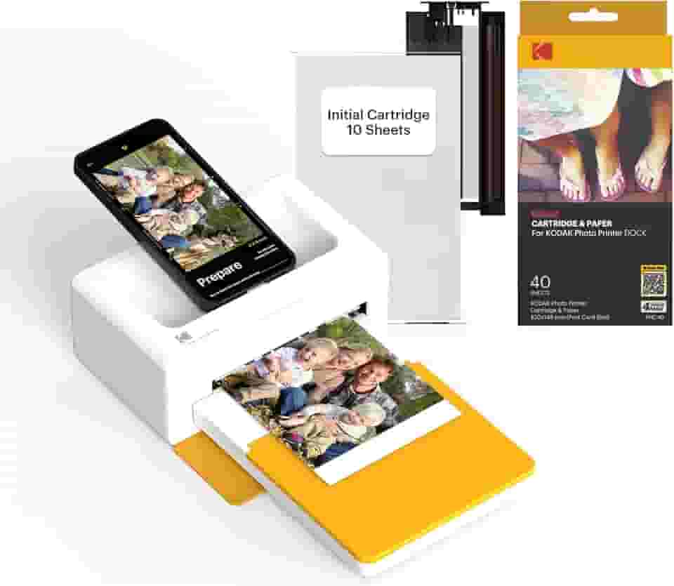 KODAK Impressora fotográfica instantânea Dock Plus 4PASS, 10 x 15 cm, pacote com 50 folhas