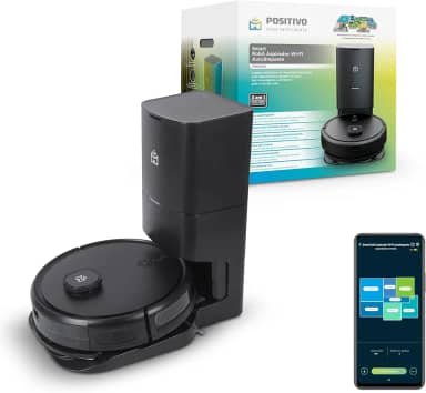 Smart Robô Aspirador Wi-Fi Autolimpante PRA2000 Positivo Casa Inteligente, 3 em 1 Varre, Aspira, Passa Pano, Autolimpante, Mapeamento Inteligente, Retorna Para a Base, Comando de voz e Aplicativo