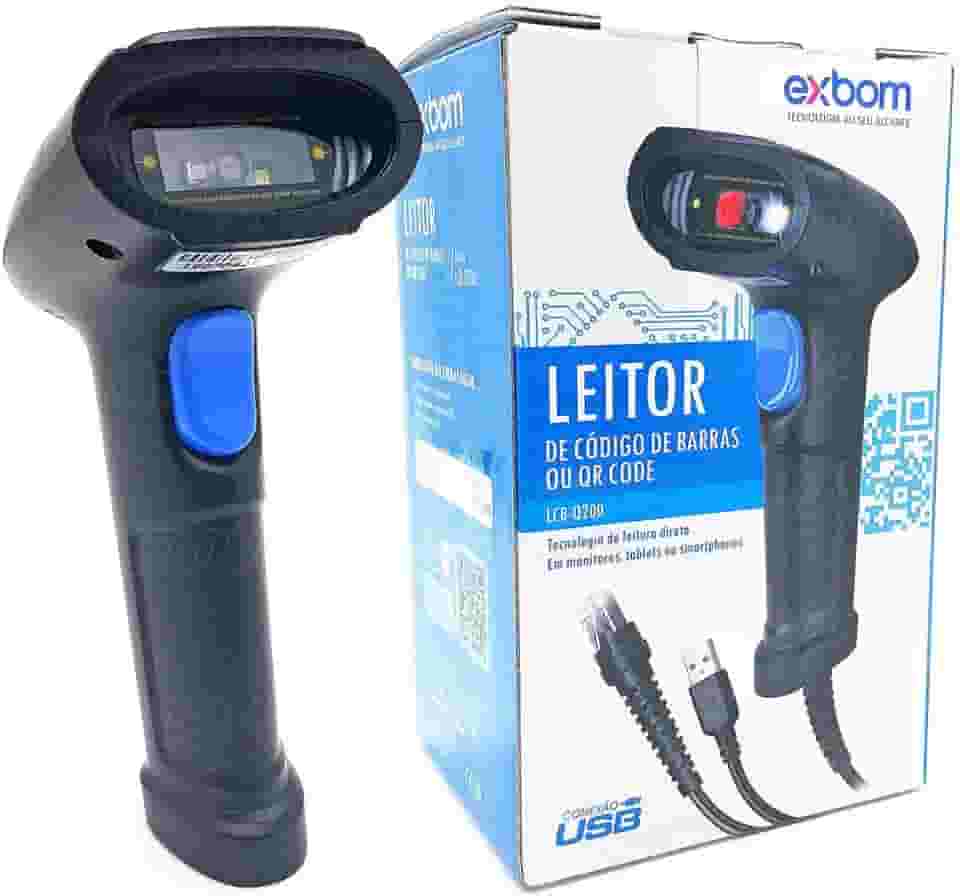Leitor de Código de Barras e QR Code com Leitura Direto na Tela em Monitor Tablet Celular Com Fio USB 1.8 metros Exbom LCB-Q200