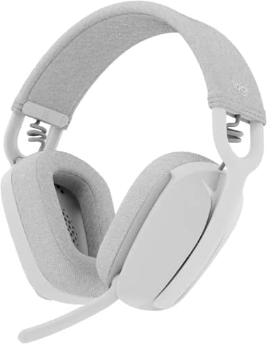 Headset Sem Fio Logitech Zone Vibe 100 Com Microfone Flip- to-Mute Com Cancelamento de Ruído, Conexão Bluetooth, Até 20h de Bateria, Design Leve e Confortável - Branco