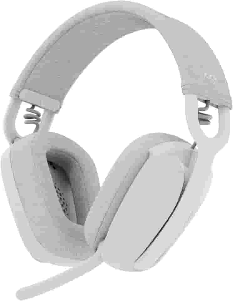Headset Sem Fio Logitech Zone Vibe 100 Com Microfone Flip- to-Mute Com Cancelamento de Ruído, Conexão Bluetooth, Até 20h de Bateria, Design Leve e Confortável - Branco