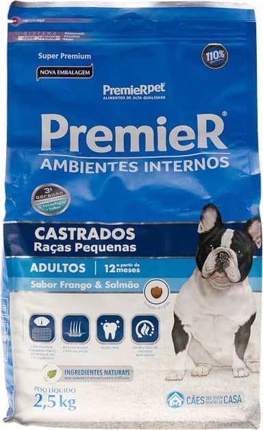 Ração Premier para Cães Adultos Castrados Sabor Frango e Salmão 2,5kg