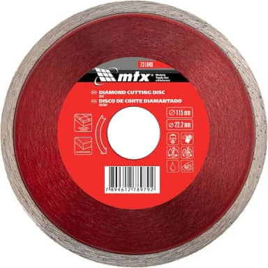 MTX Disco de Corte Diamantado Premium Liso 115 x 2,0 x 22,2 mm – Corte Contínuo em Cerâmica e Pedra, Uso Profissional