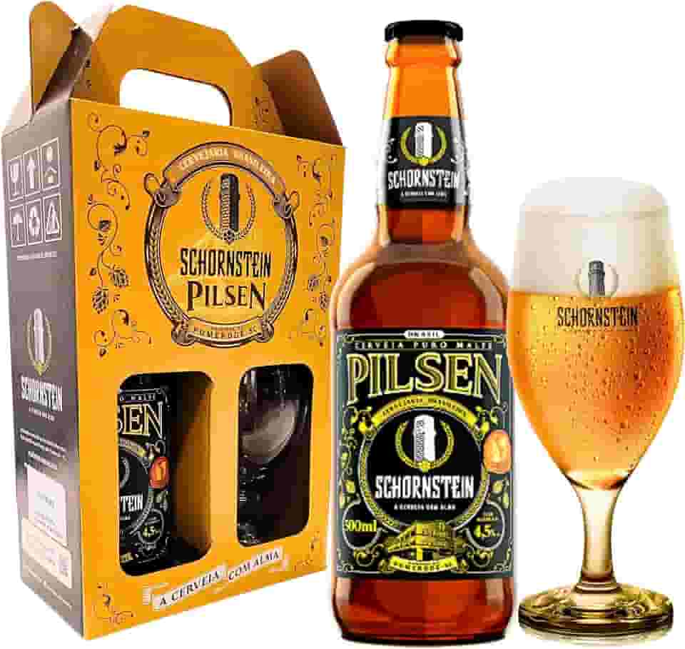 Kit de Cerveja Artesanal para Presente - Schornstein 1 Garrafas 500 ml + Taça 350 ml