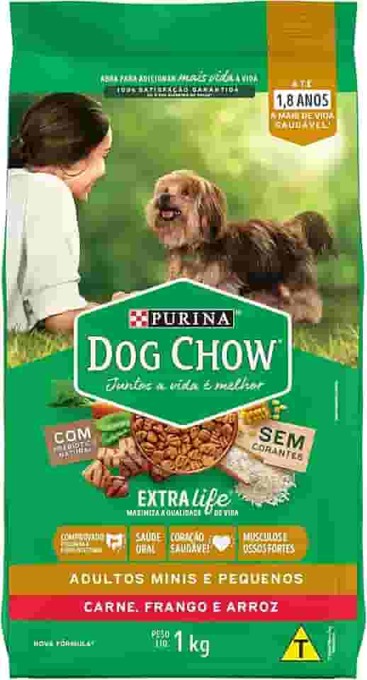 Ração Dog Chow Extra Life Adulto Raças Minis e Pequenos, Sabor Frango e Arroz 1kg Ração Dog Chow Extra Life Adulto Raças Minis e Pequenos, Sabor Frango e Arroz