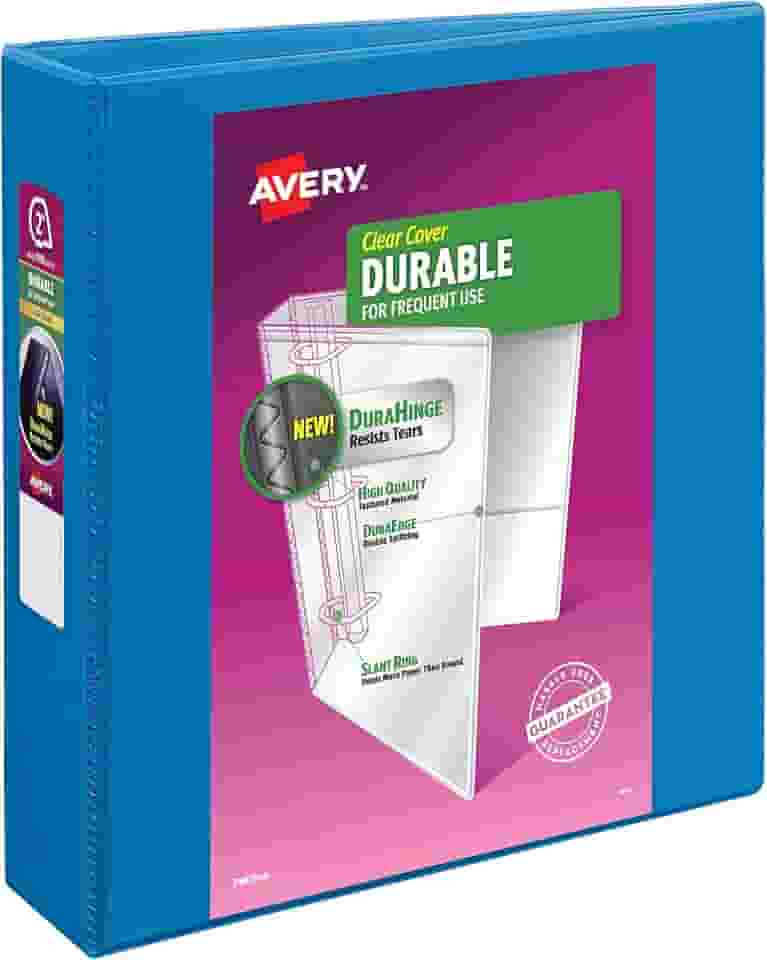 Avery (R) Fichário durável com 3 anéis, anéis inclinados de 5 cm, 1 fichário azul para piscina (17837)