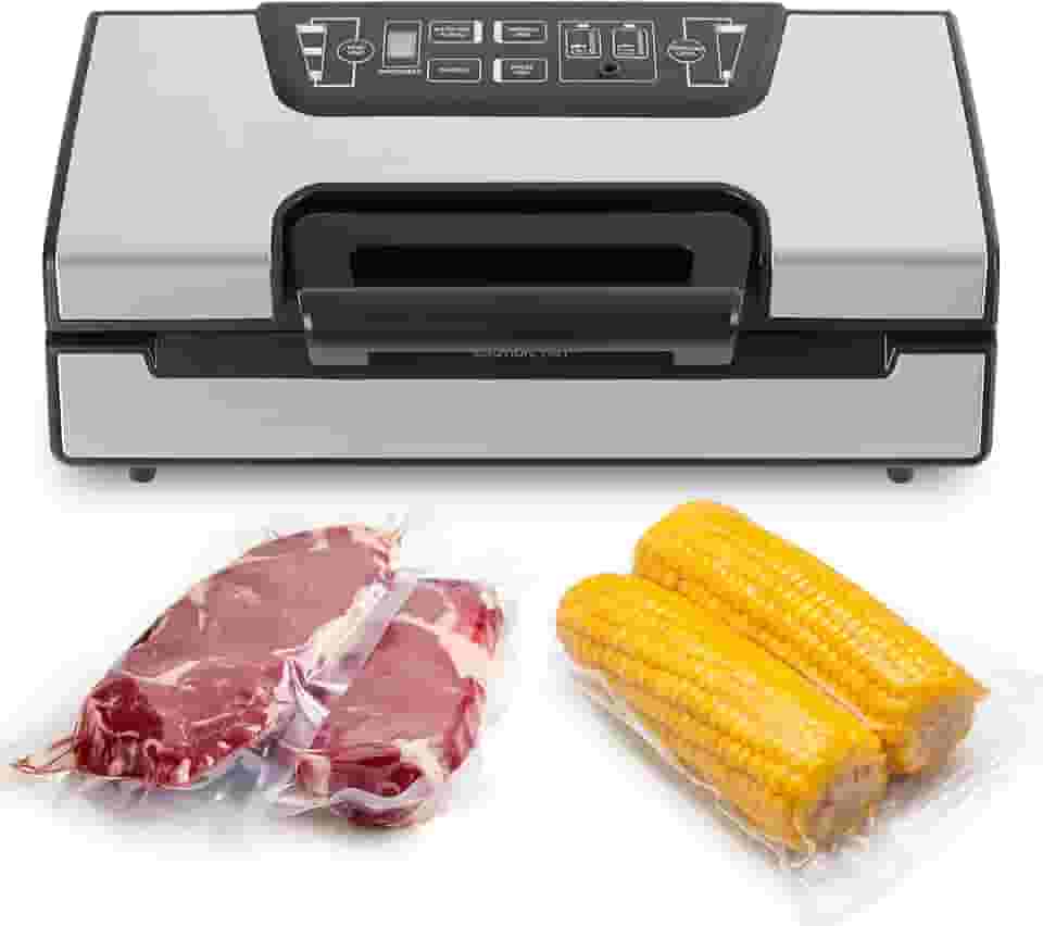 Avid Armor Máquina seladora a vácuo AVS2400, seladora profissional de alimentos com armazenamento em rolo e cortador embutido, seladora a vácuo compacta para preservação de alimentos